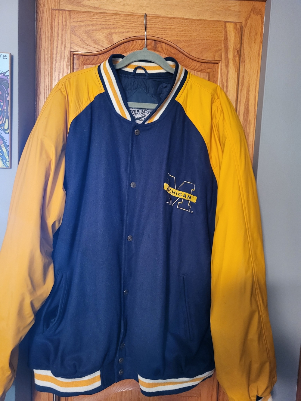 Steve And Barrys Michigan Wolverines 3XL Button Up Varsity Jacket Coat READ